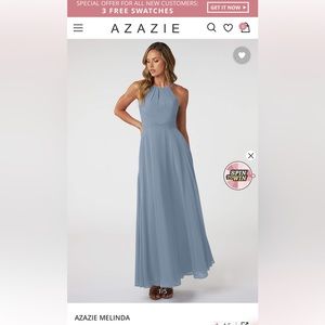 Azazie dusty blue bridesmaid dress. Size 10. New with Tags. Floor length.
